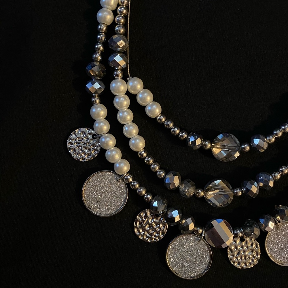 Silver/Grey/Pearl Statement Necklace